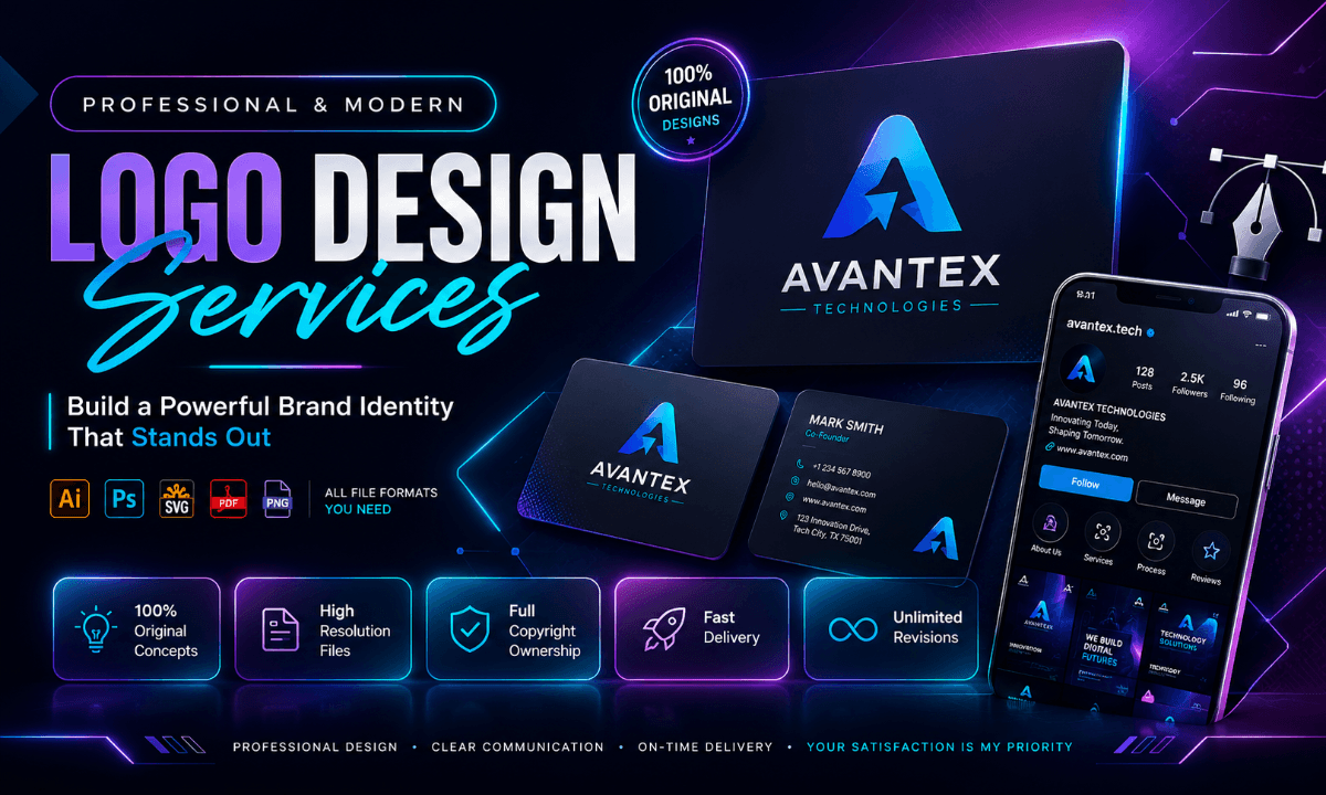 I will create a clean, modern, professional logo design